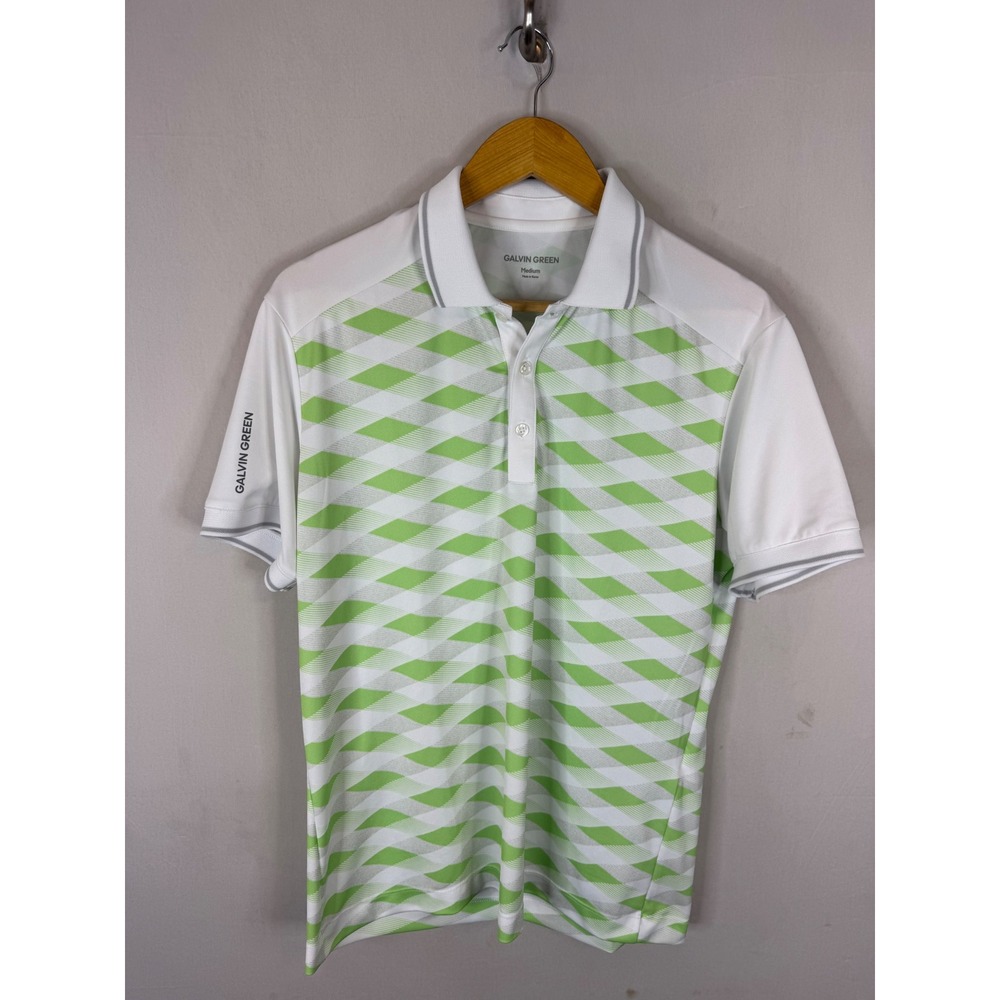 Galvin Green Marlon Golf Polo Shirt Mens Medium Green White Diamond D0100096